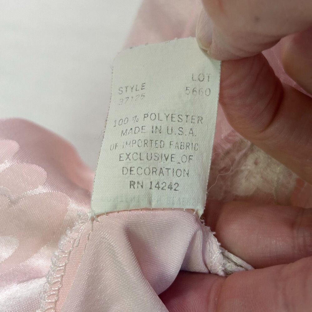 VTG Christian Dior Women's Pink Floral Jacquard Satin Lace Trim Nightgown Sz M - Picture 13 of 15
